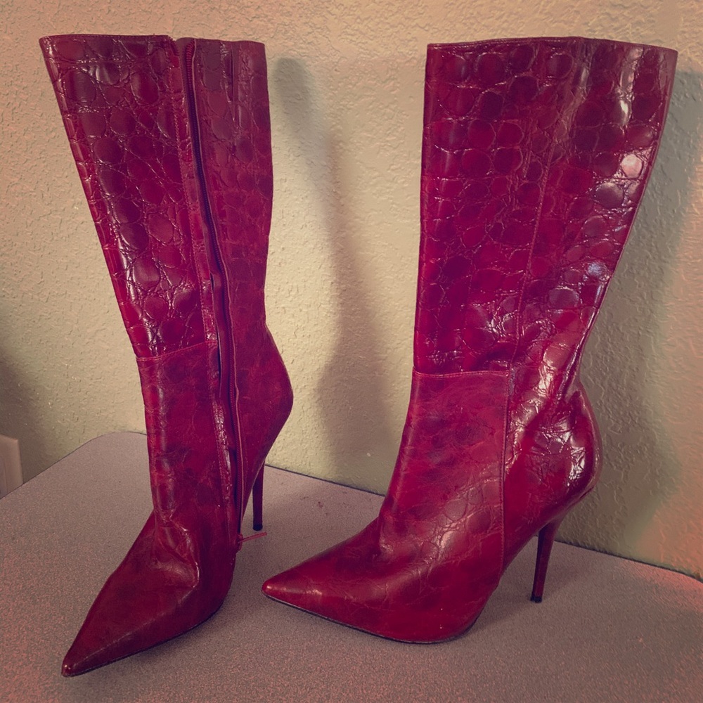 Aldo Red Knee High Boot Size 9
